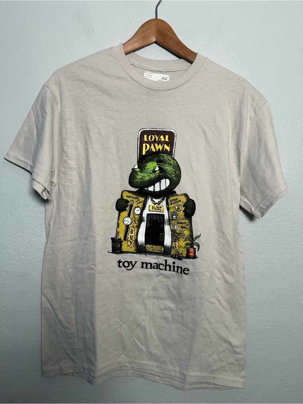 Toy Machine Loyal Pawn Graphic Tee in Cream with Green and Yellow Print